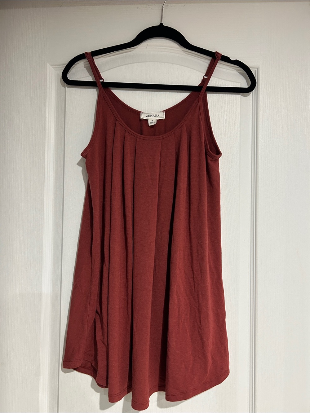 Zenana Outfitters Rust Red Pleated Tank Top